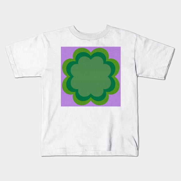 Purple green Linen textured scandi flower Kids T-Shirt by Kimmygowland